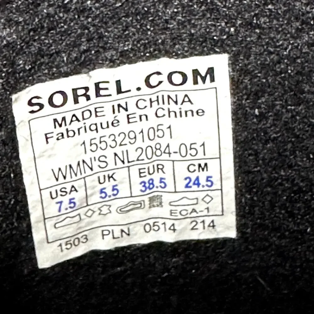 Sorel Joan of Arctic Knit Shale Winter Boots Lace Up Round Toe Waterproof 7.5